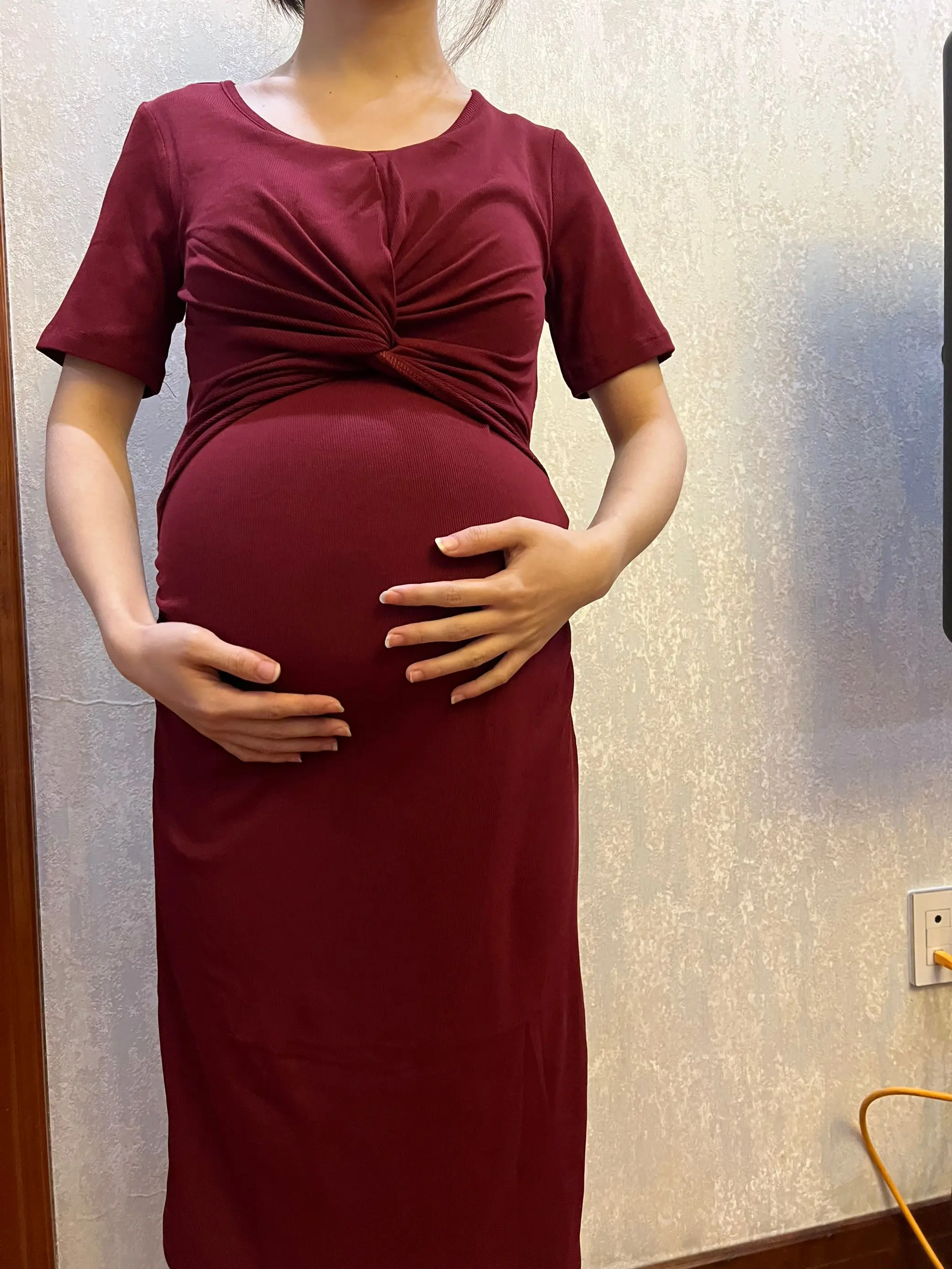 Solid Color Maternity Dress with Round Neck Long Sleeves Tight Knitted Pregnancy Outfit for Pregnant Women| Alibaba.com Solid Color Maternity Dress with Round Neck Long Sleeves Tight Knitted Pregnancy Outfit for Pregnant Women| Alibaba.com