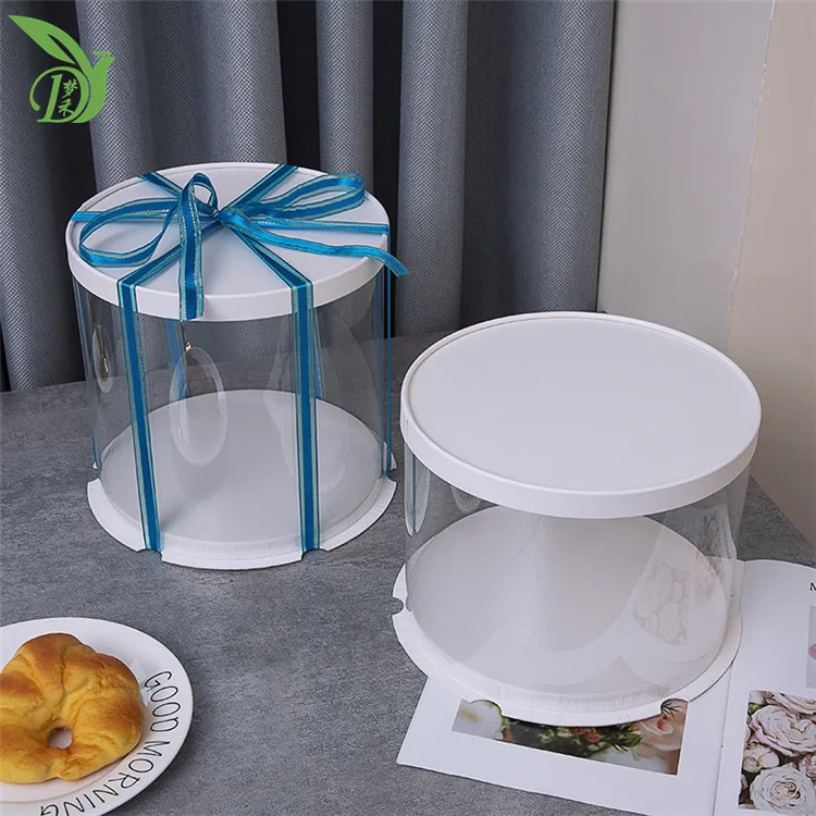 Plastic Transparent PET Dry Cake Box Round