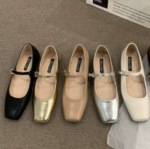 QuiteS 2026 Ladies' Casual Office Flat Shoes New Style Square Toe Shallow Mouth Slip-On Sexy Single Shoes for Autumn Season