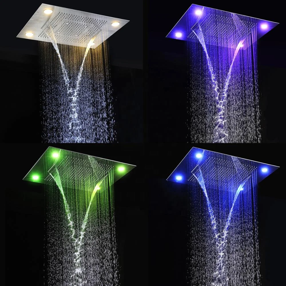 Bathroom Smart LED Thermostatic Shower System 6 Function Shower Panel Colorful Bath Shower Set