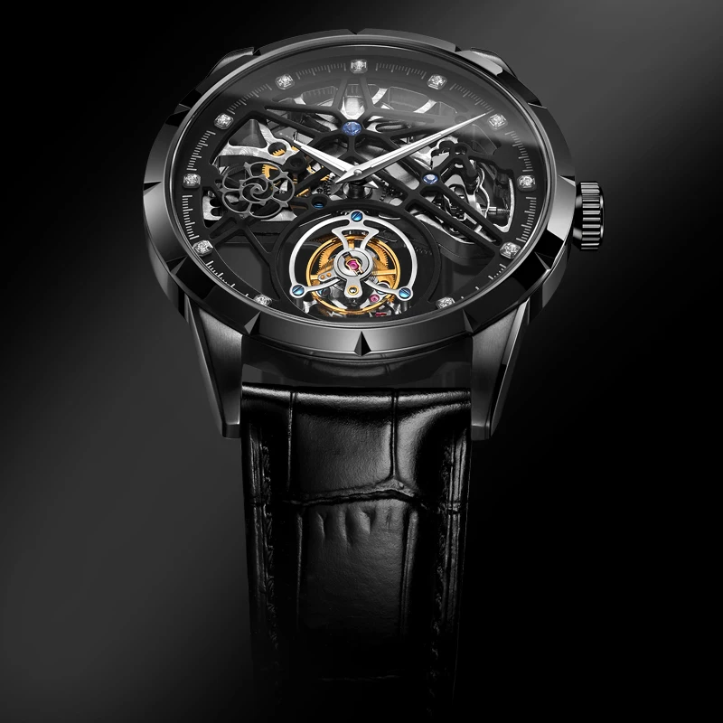 Часы наручные мужские механические оригинальные спортивные роскошные часы-скелетоны с сапфировым стеклом