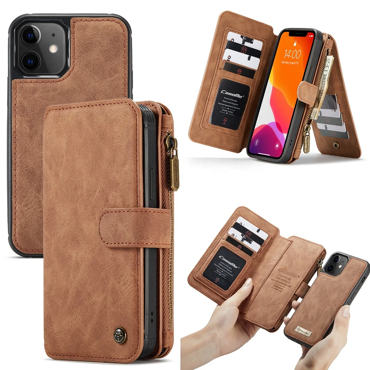 2021 Luxury Leather Mobile Phone Case with Credit Card Holder