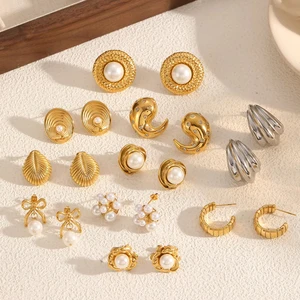 Hot Selling Trendy Classic Light Luxury High-end Stainless Steel Hypoallergenic Waterproof  Earrings Vintage Jewelry Women