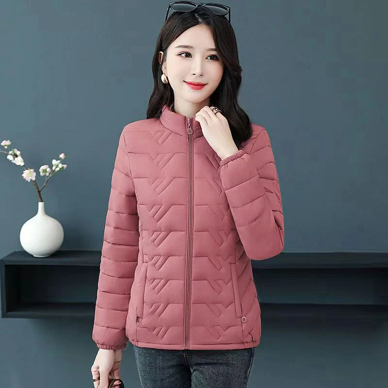 Giacca trapuntata calda da donna invernale imbottita casual da donna 2024, sottile, a maniche lunghe, con collo alto, cerniera, cappotto spesso_voghion.com