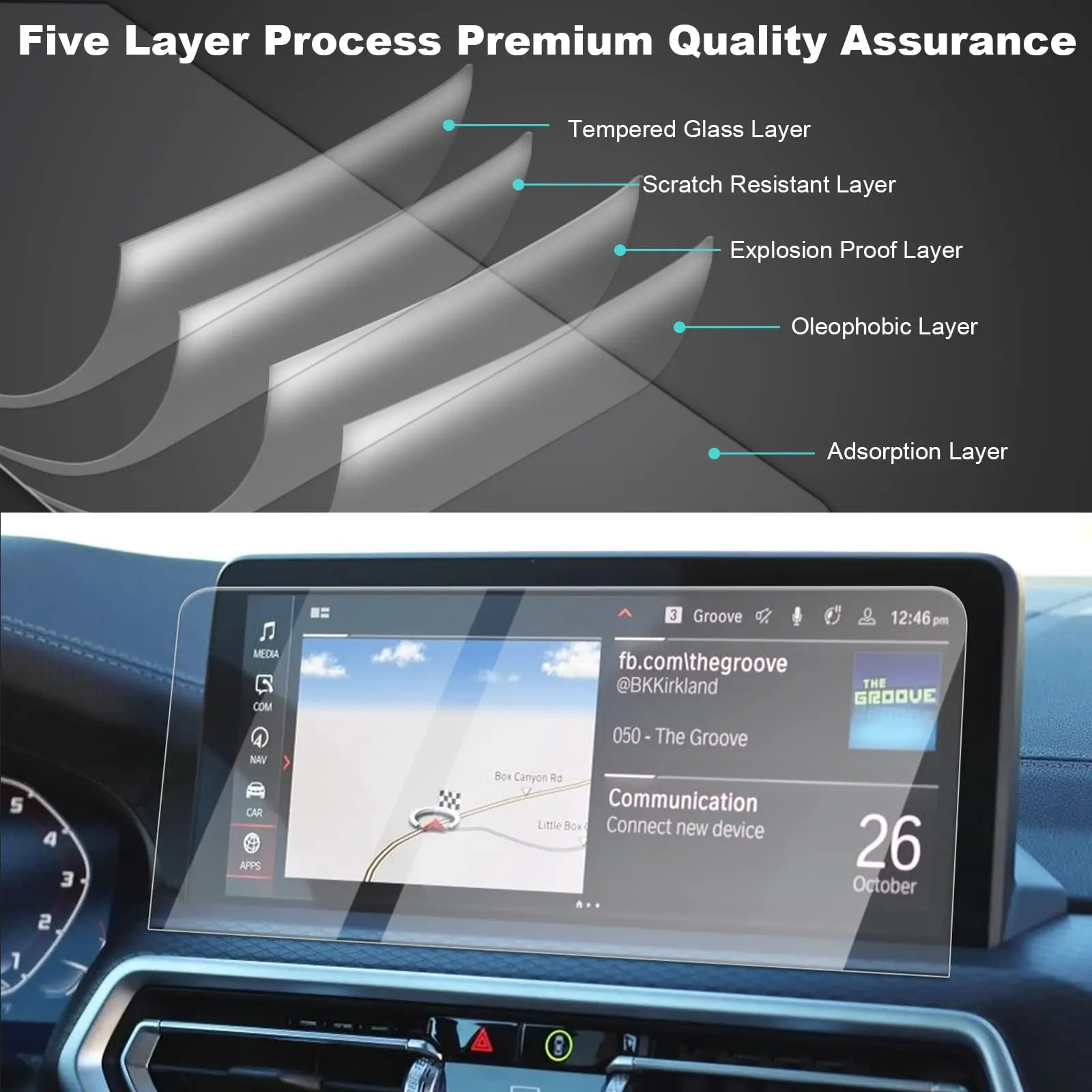 Screen Protector Car Dashboard Protective Film 3D Radians Anti-Scratch for BMW 2 Series Car Screen Protector