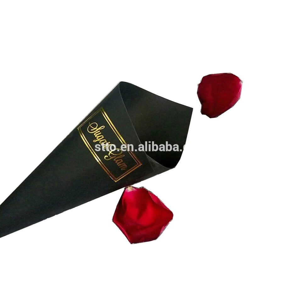 Roses Flower Holders Paper Ice Cream Cones Shape Sleeve Packaging With