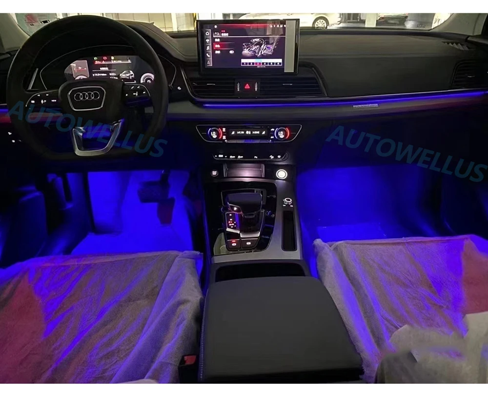 Upgrades 32 Color RGB Interior LED Ambient Lighting Kit for MMI Control Replacement for Audi Q5 FY 2018 2019 2020 2021 2022