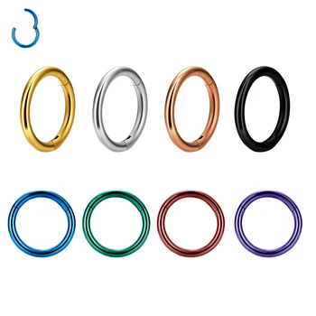 G23 Titanium Nose Ring 16G 18G 20G Septum Hoop Rings Cartilage Helix Hinged Clicker Women Earrings Piercing Jewelry