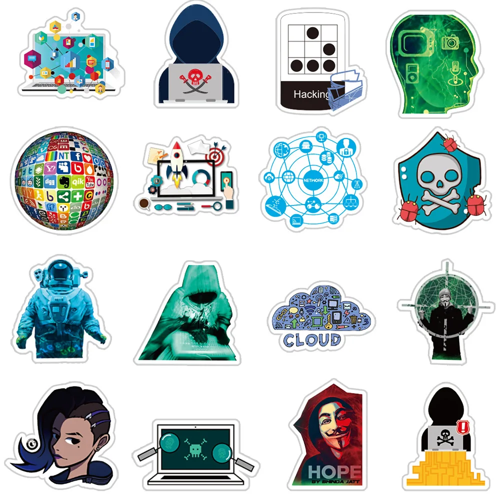 50PCS Cool Software Program Broker Programming Computer Hack Sticker
