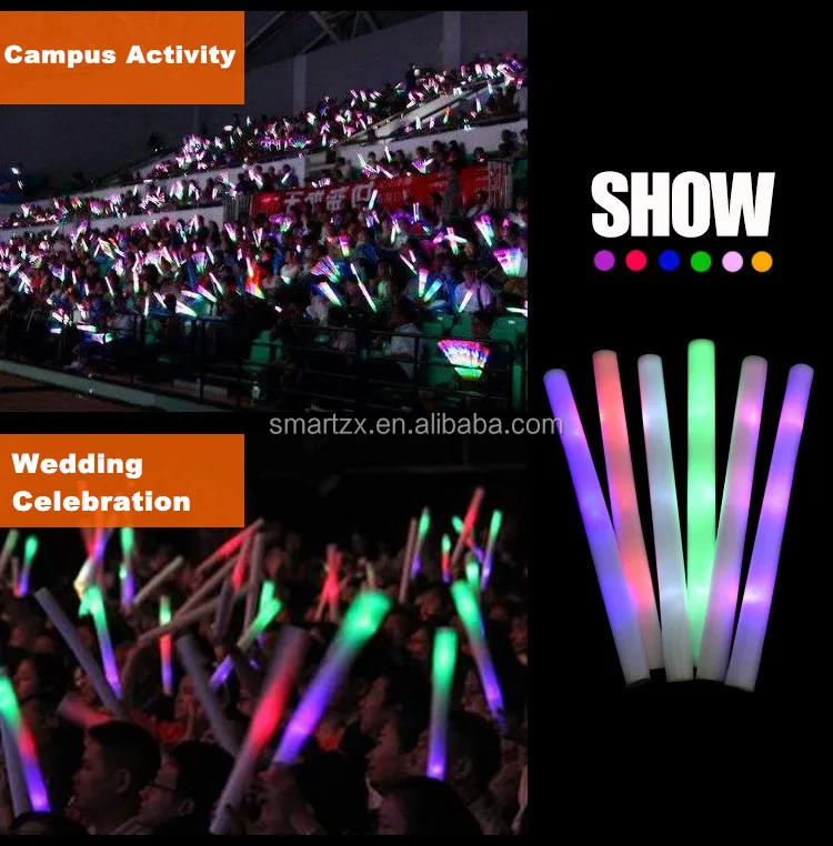 Promotional Led Glow Foam Stick,Light Up Foam Baton For Party Wedding