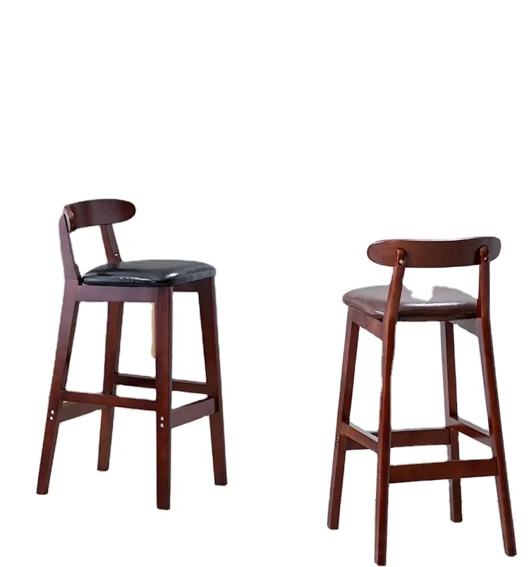 JXT супер качество лидер продаж кафе магазин деревянные ножки винтажная кожаная обеденная обивка барный стул