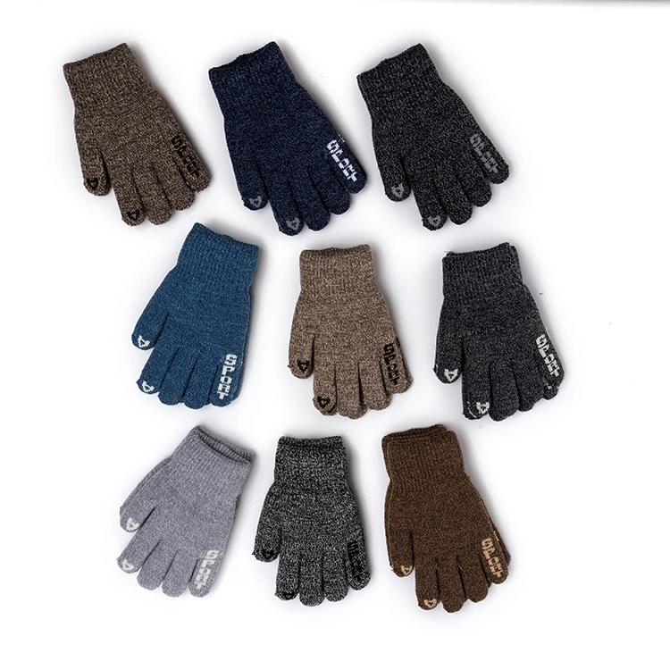 Wholesale fashionable knitted glove overlock high quality pattern knitted gloves