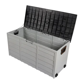 75gal 260L Outdoor Garden Plastic Storage Deck Box Chest Tools Cushions Toys Lockable Seat