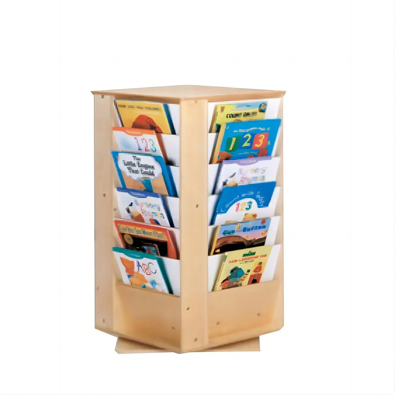 Kindergarten Furniture Kids Pine Wood Bookshelf For Children's Activity
