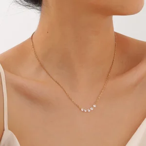 New Arrival Rainbow Zircon Pendant Necklace Stainless Steel Colorful Cubic Zircon Charms Necklaces for Women