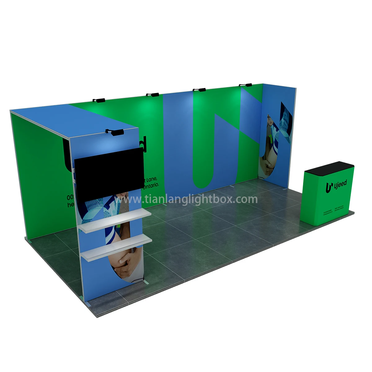 10x20ft portable aluminum modular easy set up trade show booth display with counter the most popular exhibition booth backdrop