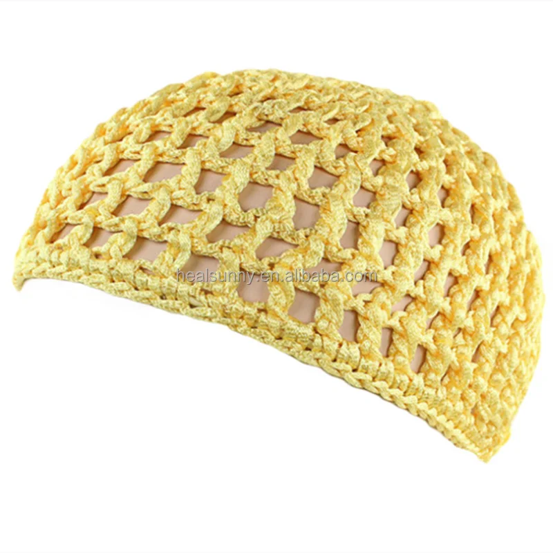 Women/'s Mesh Hair Net Crochet Cap Solid Color Snood Sleeping Night Cover Turban