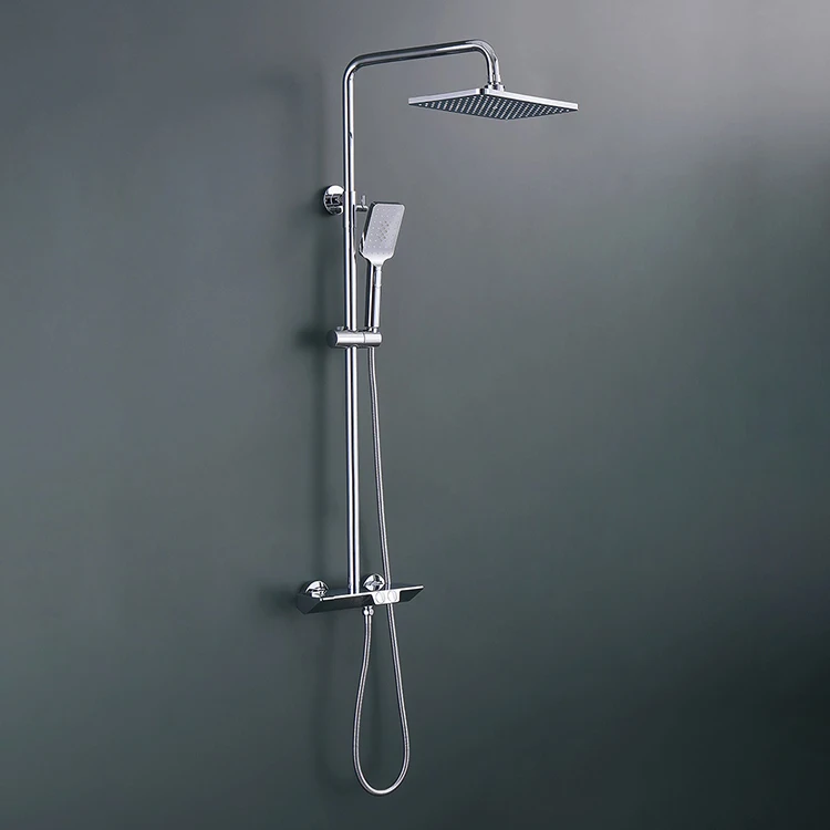 Juego de mezclador termostático de ducha de baño de latón de 3 funciones