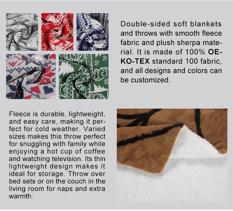 Double Layers Jacquard Sherpa Blankets Fleece Blanket Soft Warm Sherpa ...