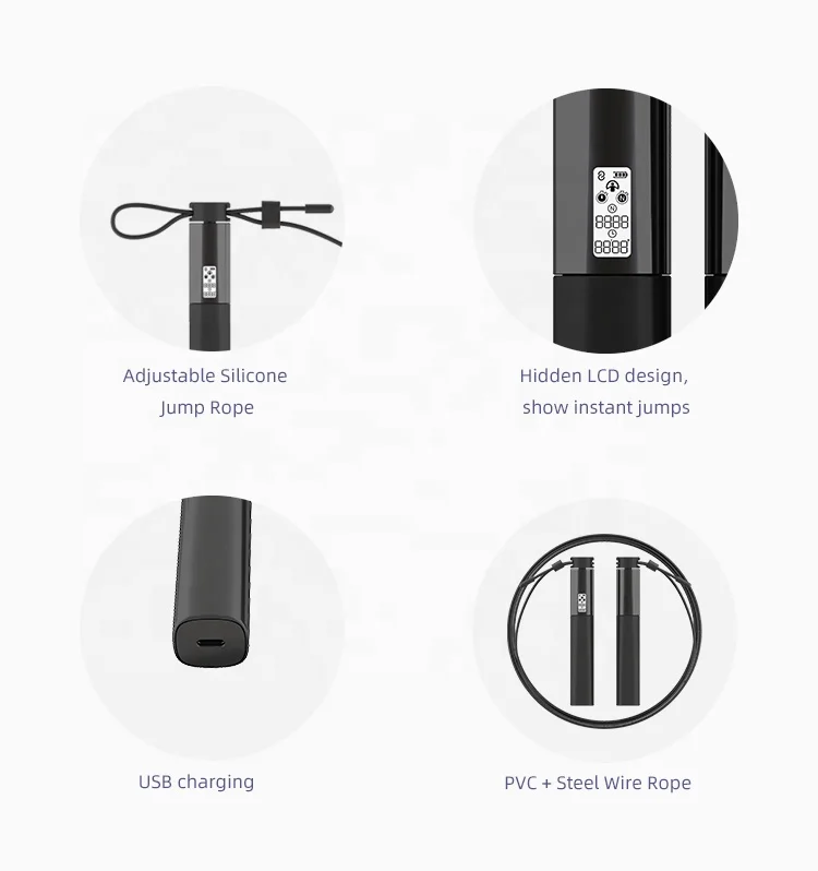 RS1950ULB Smart Cordless Jump Rope Less Digital Counter Pvc Smart Skipping Rope Smart Jump Rope With Tuya App