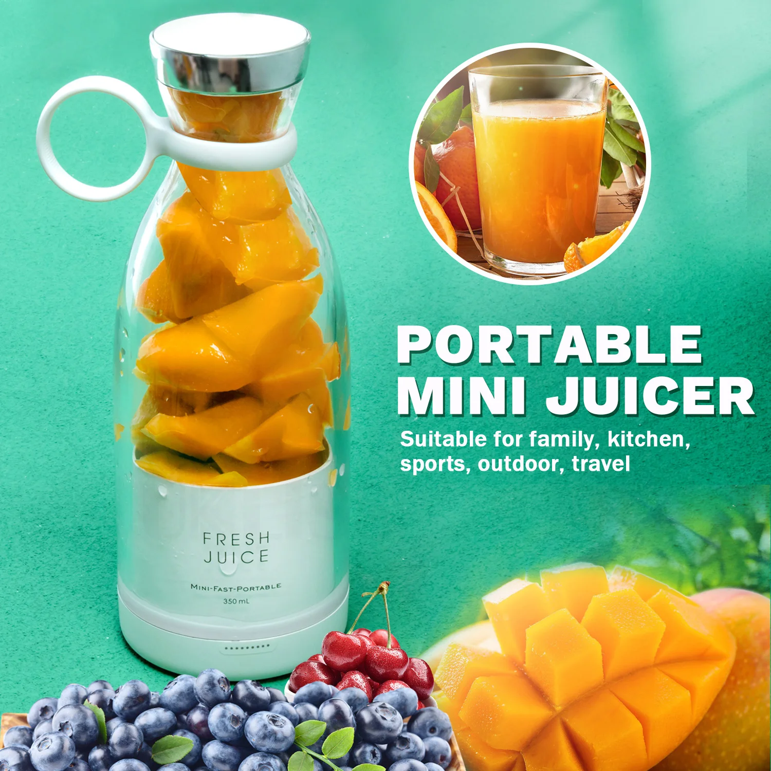Factory Price Wireless Magnet Charging Electric Juicer Wholesale Waterproof Portable Mini Fruit Juice Extractor Blender