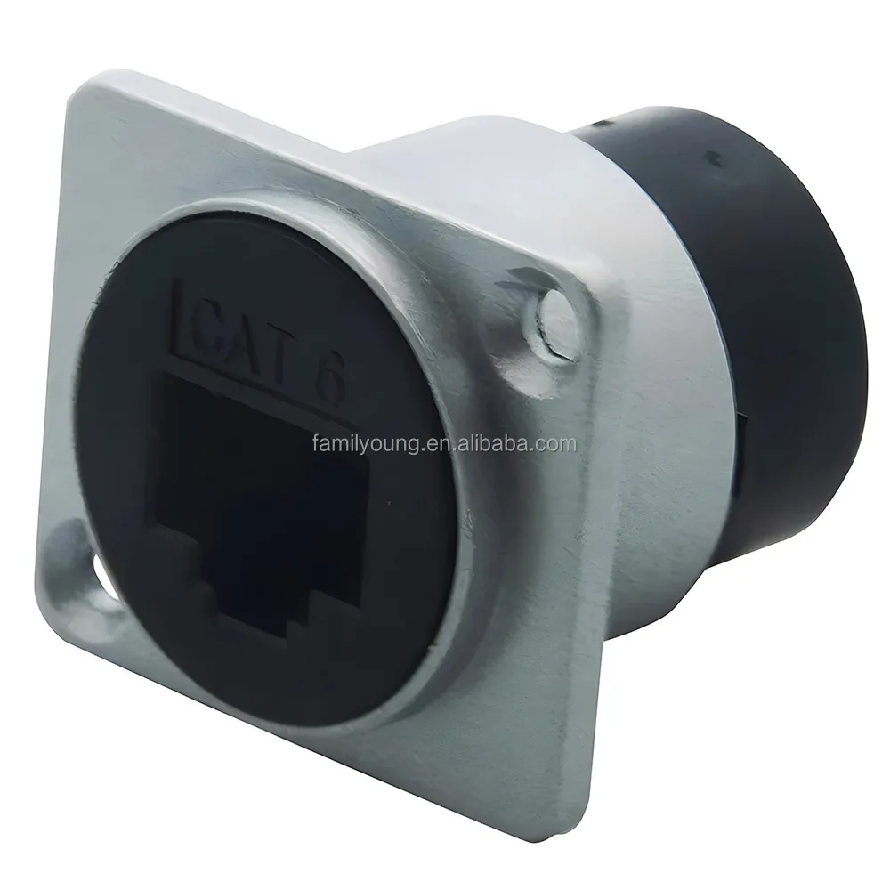 Icepc RJ45 Cat6 Socket D-Type Module Shielded Industrial Panel Mount Bulkhead Female Female Feed Thru Coupler Signal Ip67 Waterproof Connector Network Ethernet Extension Interface Adapter