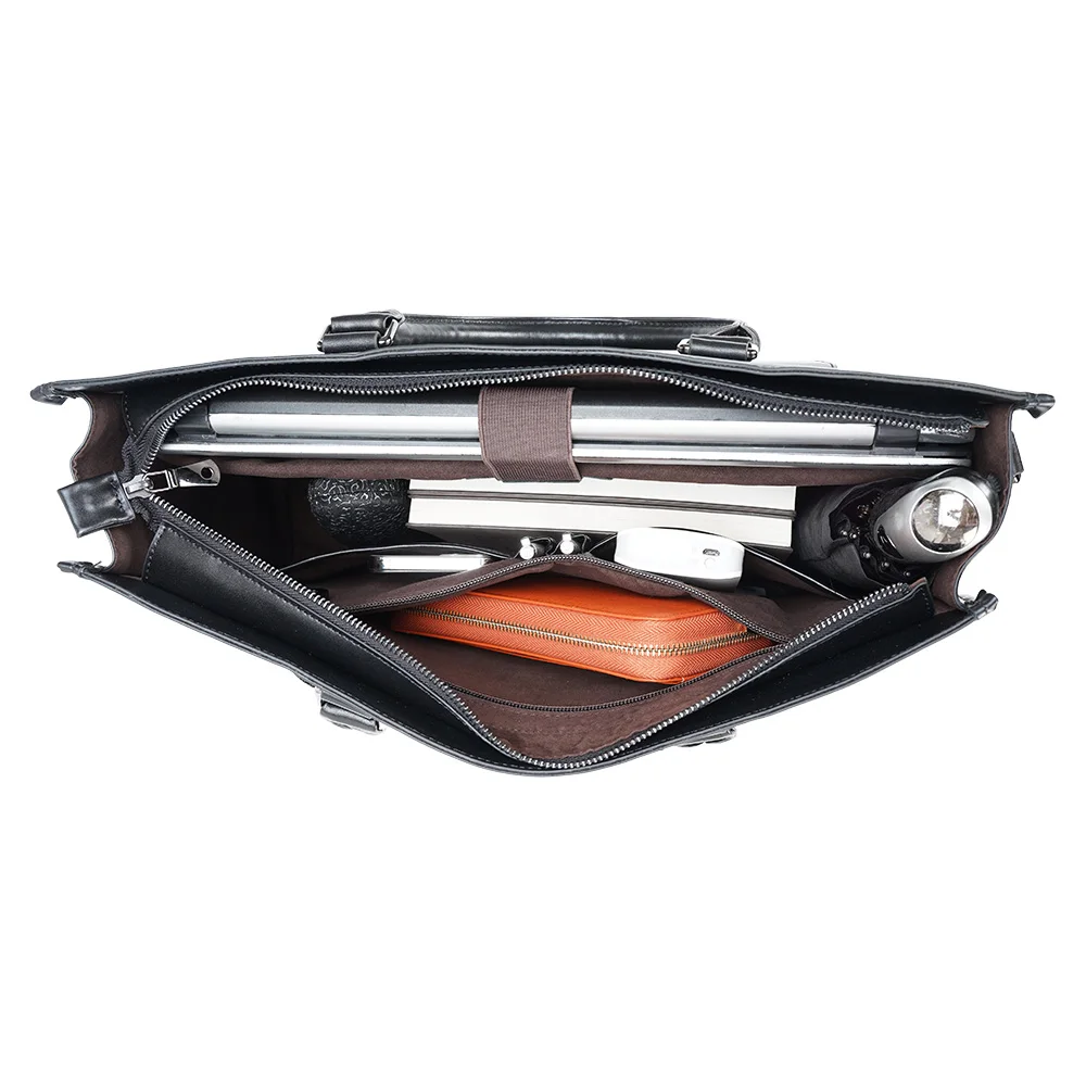 High End Men Briefcase Luggage Brands Business Leather Shoulder Bag Custom Printed Logo Office Leather Briefcase for Men