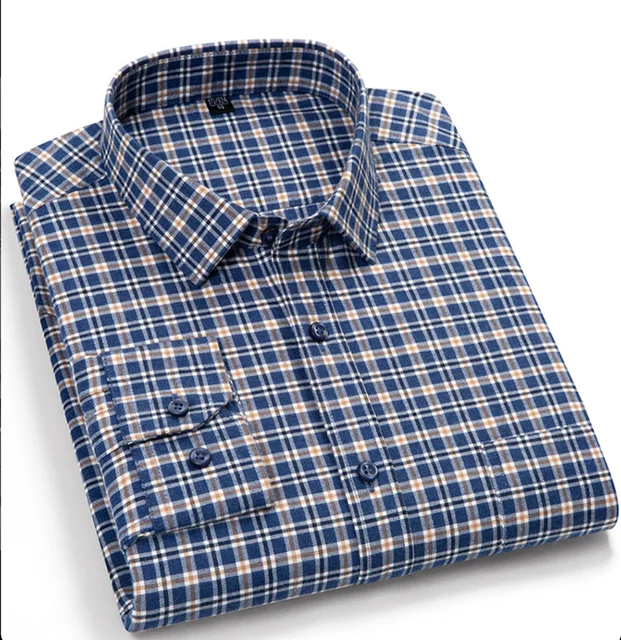 2024 Men shirt Custom logo Flannel shirts casual plaid dress men's long sleeve business  button up shirt for men