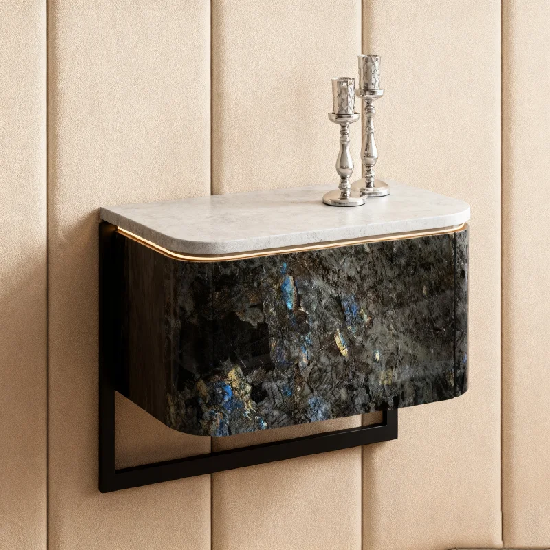 Қазіргі заманғы табиғи тас лабрадориттің көркем көк граниттік түнгі үстелі (ночной столик), ұйқы бөлмесінің мебелі, қонақ үйдің люкс бөлмесі, вилла, пәтер үшін