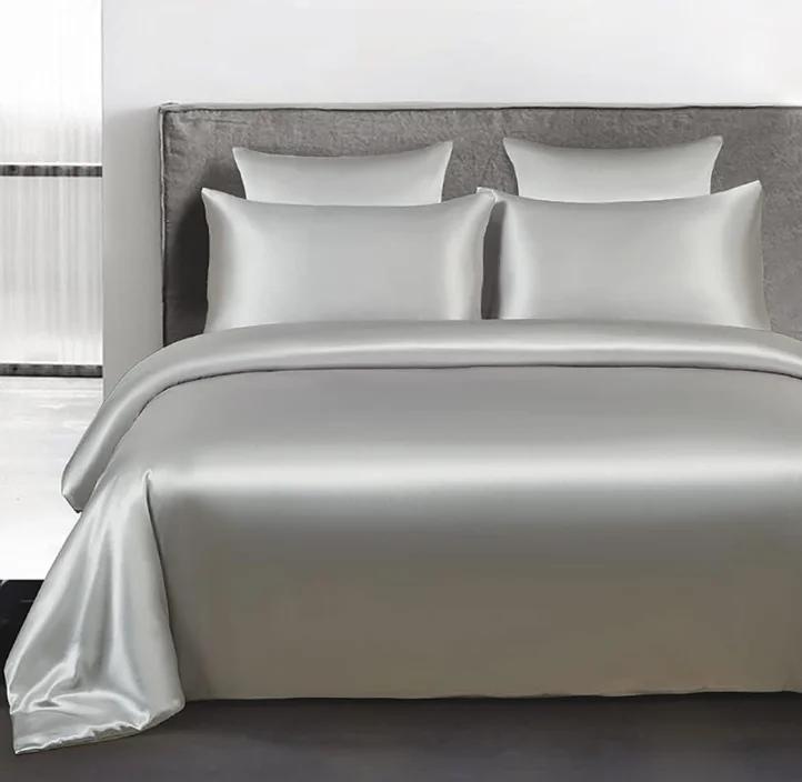 Luxury 4 Pieces Queen Silky Satin Sheets Baimai Satin Bedding Sets With Super Soft,Breathable Material,Hotel Quality  in Gray
