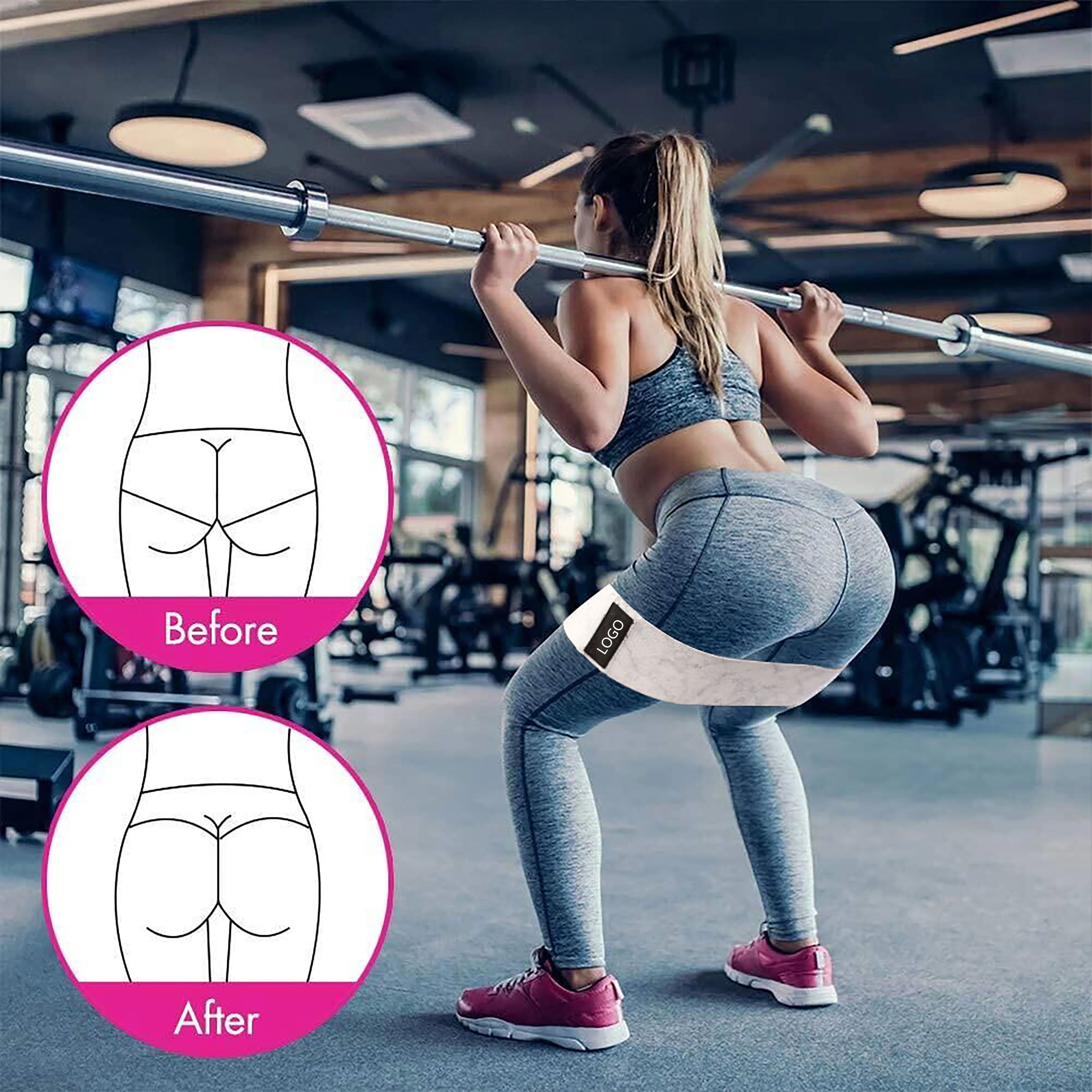 Marble Printed Pattern Hip Bands Loop Exercise Fabric Resistance Bands Hip Circle Glute Booty Band