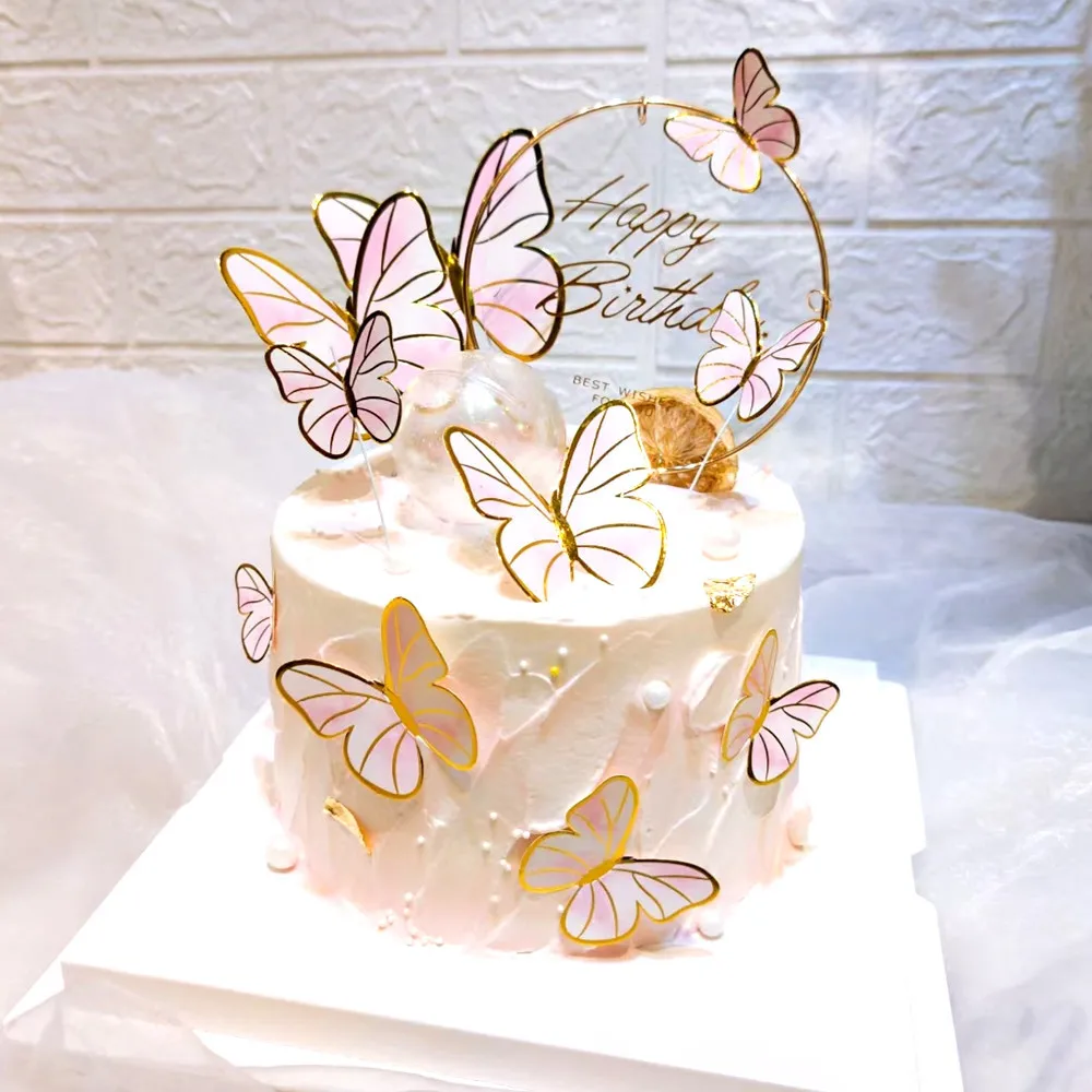 10pcs Happy Birthday Cake Butterfly Decorations Pink Purple Wedding  Butterflies Cake Toppers - Buy Butterfly Cake Topper,Cake Topper Butterfly,Wedding  Cake Toppers Product on 