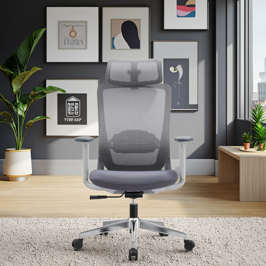 Grey Refined Office Chair 8CM Adjustable Lumbar Steel Frame Construction Premium Professional 2