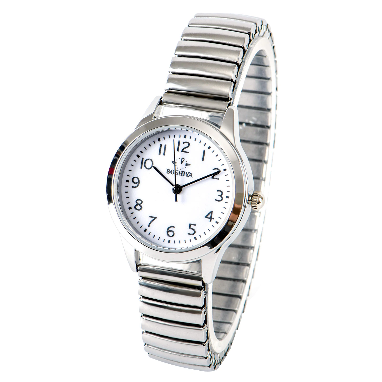 Women\'s Stretch Band Watch - Easy Reader 30mm Analog Quartz with Stainless Amazon.com: BOSHIYA Watches for Women Easy Reader 30mm  main image 2