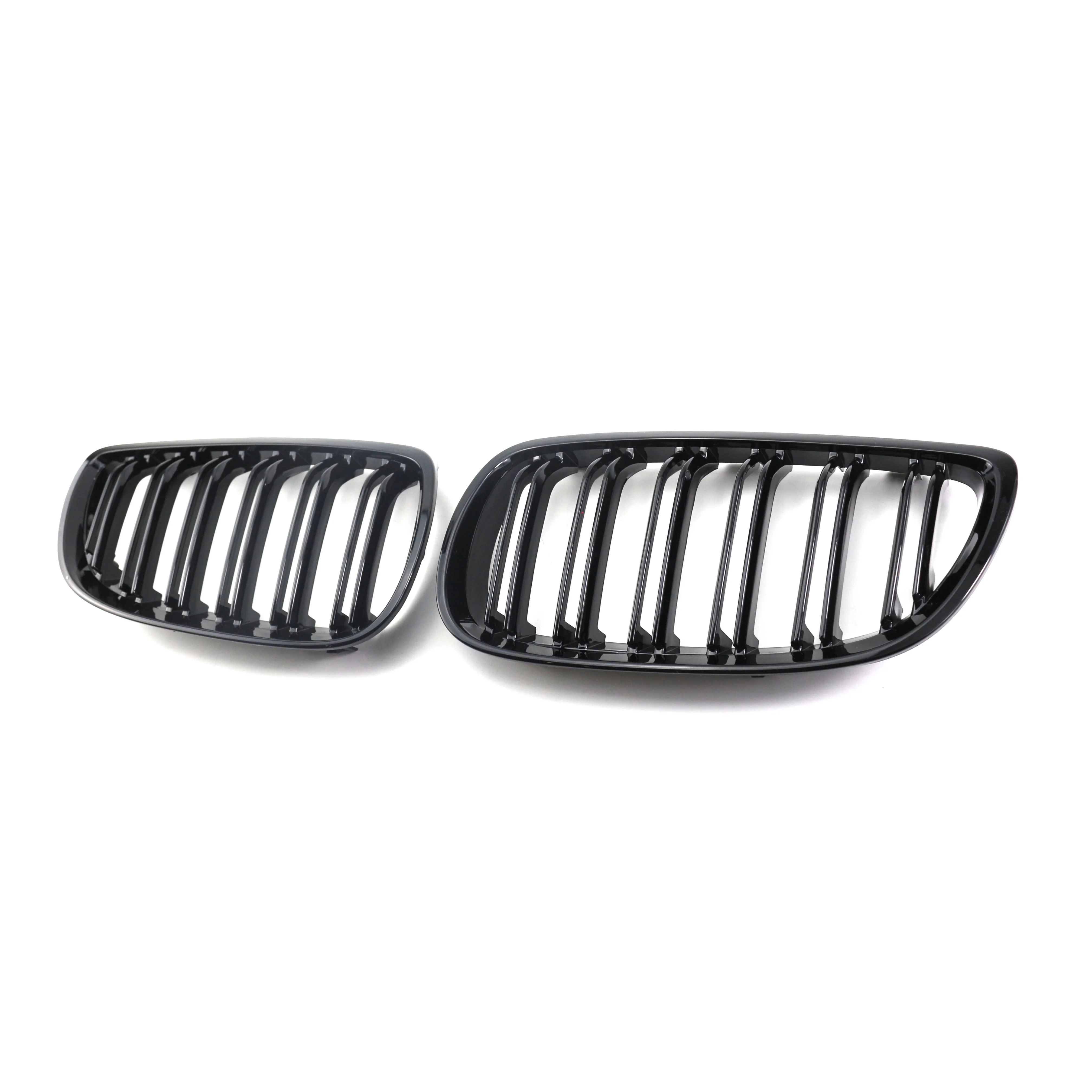 Double Slats Grille Abs Front Bumper Grilles Glossy Black Dual Line ...