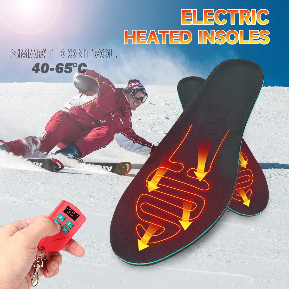 Carbon Fiber Intelligent Remote Control Usb Charged Winter Foot Warm Heated Insole Electric Insoles for Shoes Heated slippers
