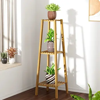 3 Tier Tall Plant Stand,Ladder Plant Shelf Rack Bamboo Corner Plant ...