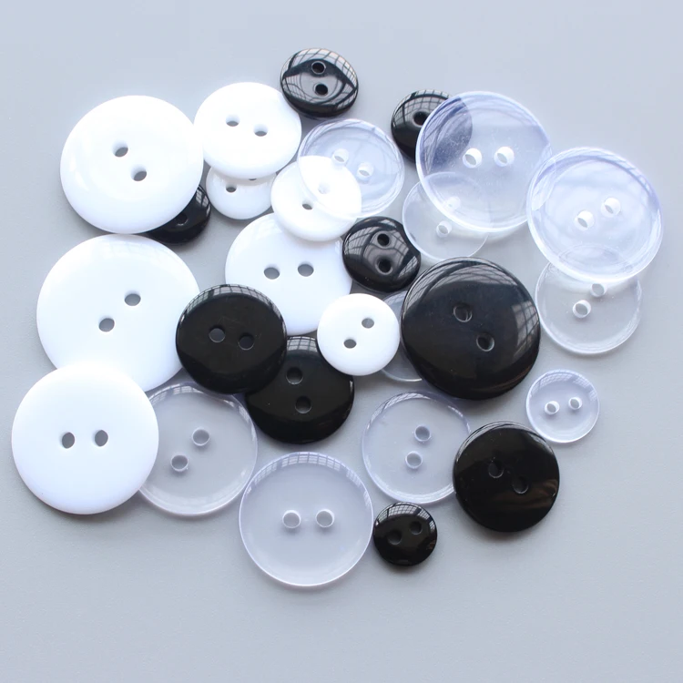 Custom Botones Para Camisas Polyester Button Sew 2 Holes Clear Resin Shirt Buttons for Clothes