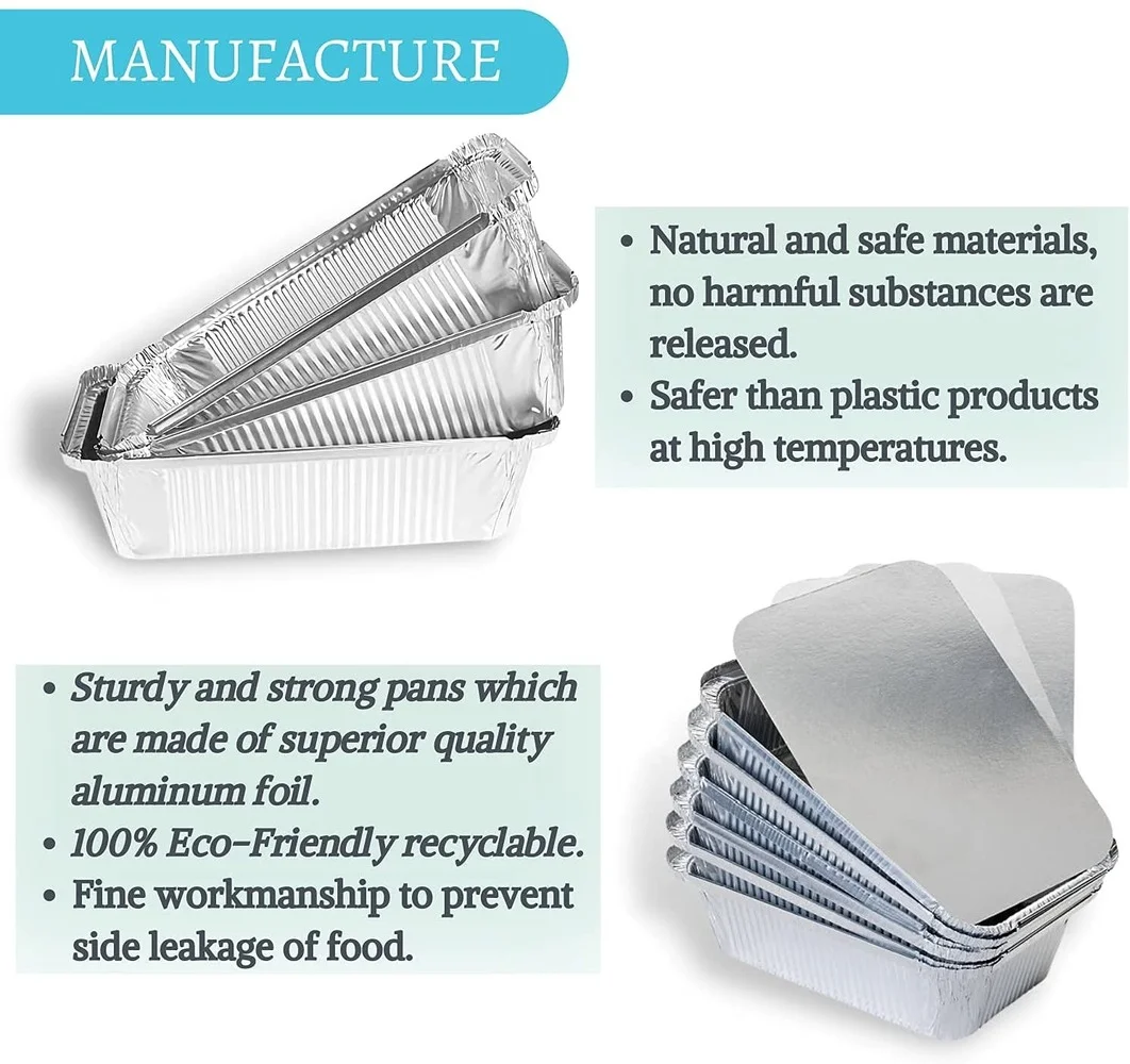 Disposable Takeaway Food Container Heatable Aluminum Foil Lunch Box For