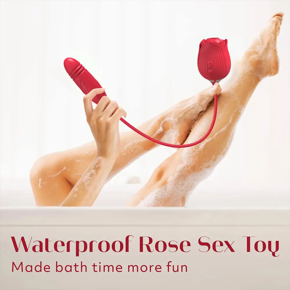 Drop Shipping Wholesale Rose Vibrators with Clit Sucking Nipple Stimulator Clit Sucker Rose Sex Toys Rose Toy Vibrator for Women