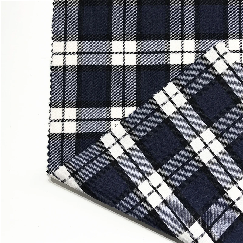 Ткань тартан из переработанного полиэстера, вискозы, спандекса для платья