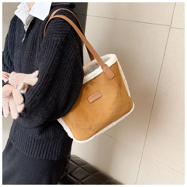 Minimalist Plush Tote Bag 2024 New Fashion Versatile Trendy Shoulder   H070e12193dee4322955d52095dfea5adb 