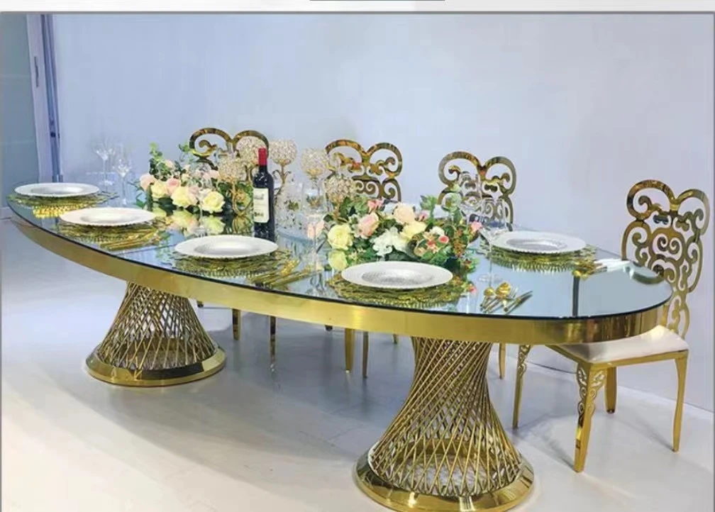 Wedding Event Dining Table Hotel Furniture Stainless Steel Metal Base Round Tables Latest 2896