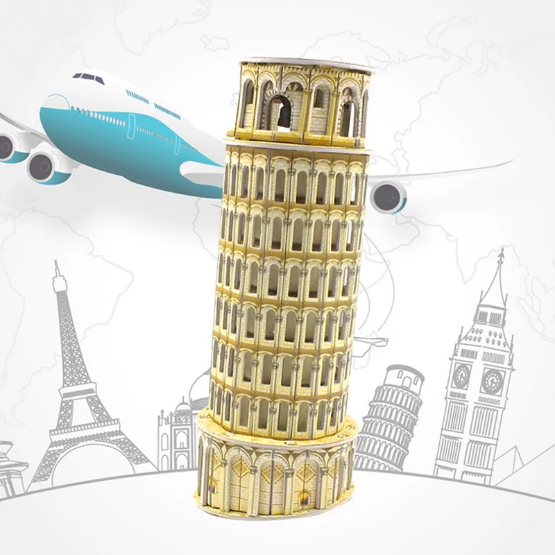 Famous Building Model Leaning Tower of Pisa Puzzle 3D Customize  Paper Puzzle  Educational DIY Toys