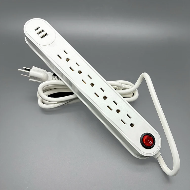 VNX Hot Selling Professional 6Gang With Two USB and Type-C Outlet USA Standard 16A Extension Socket for Home