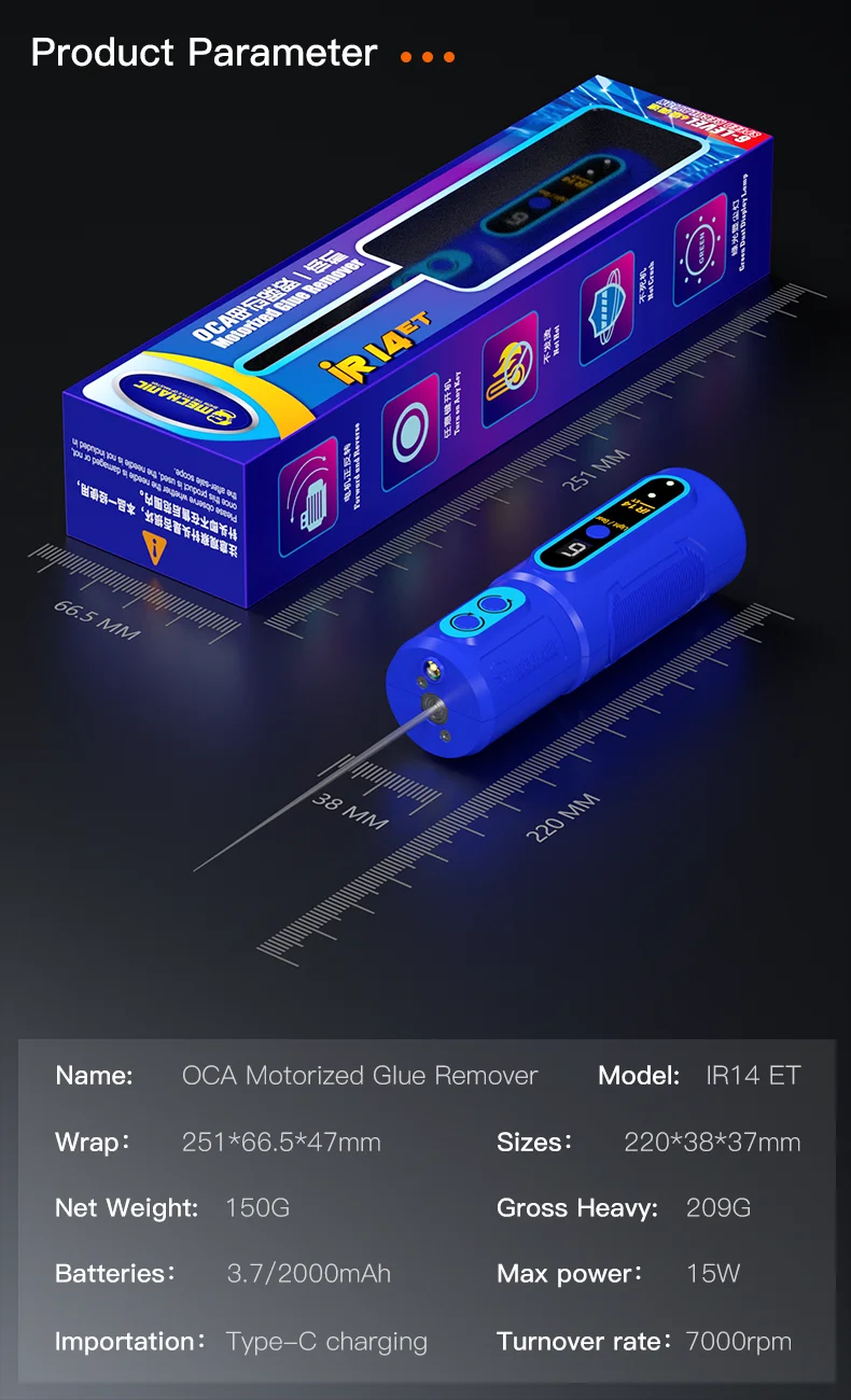 MECHANIC IR14 ET Rechargeable OCA Electric Glue Remover No Damage Phone Adhesive Cleaning Tool for Curved Screen Repair