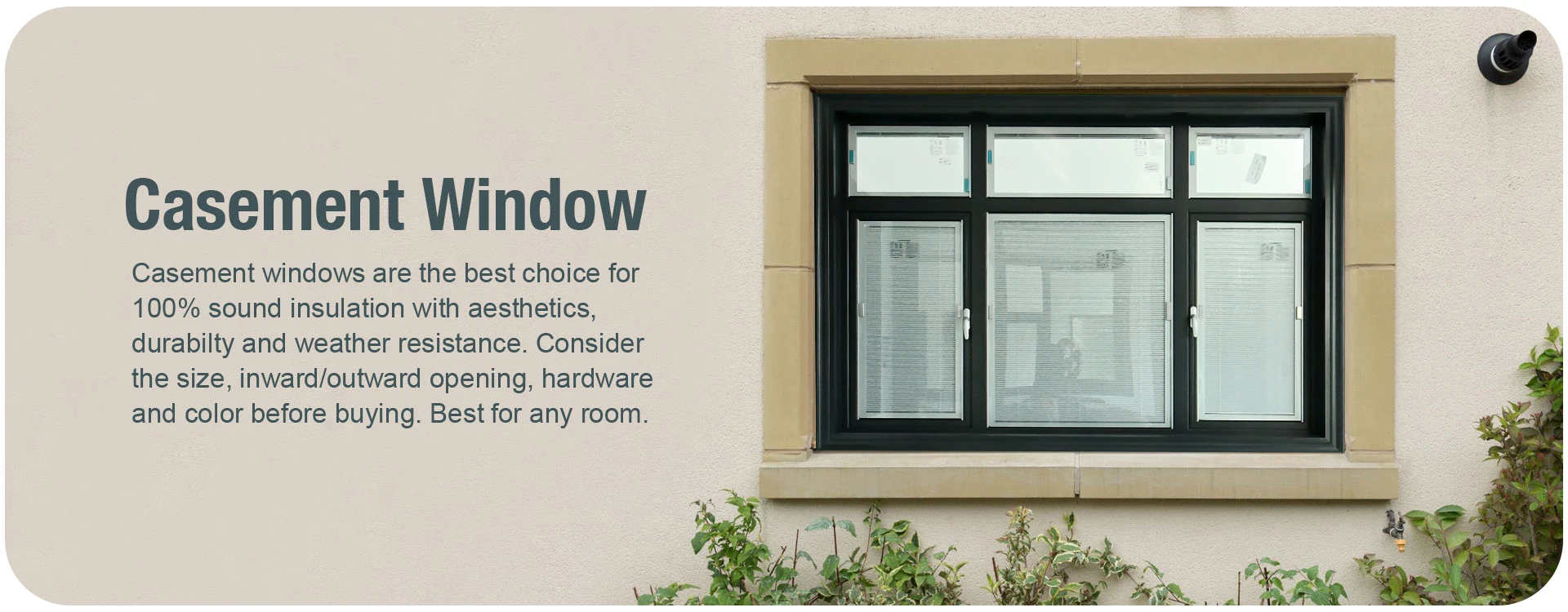 Wanjia Customized Acoustic Aluminium Frame Casement Window Exterior