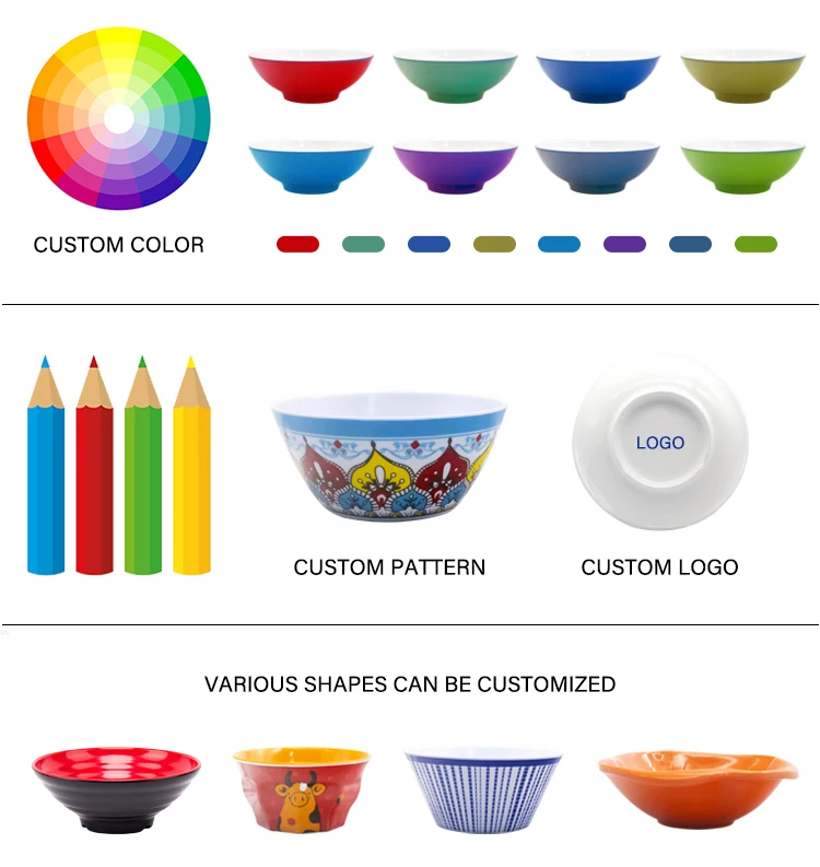 Wholesale Quality Black Gold Melamine Soup Rice Ramen Bowl Melamine