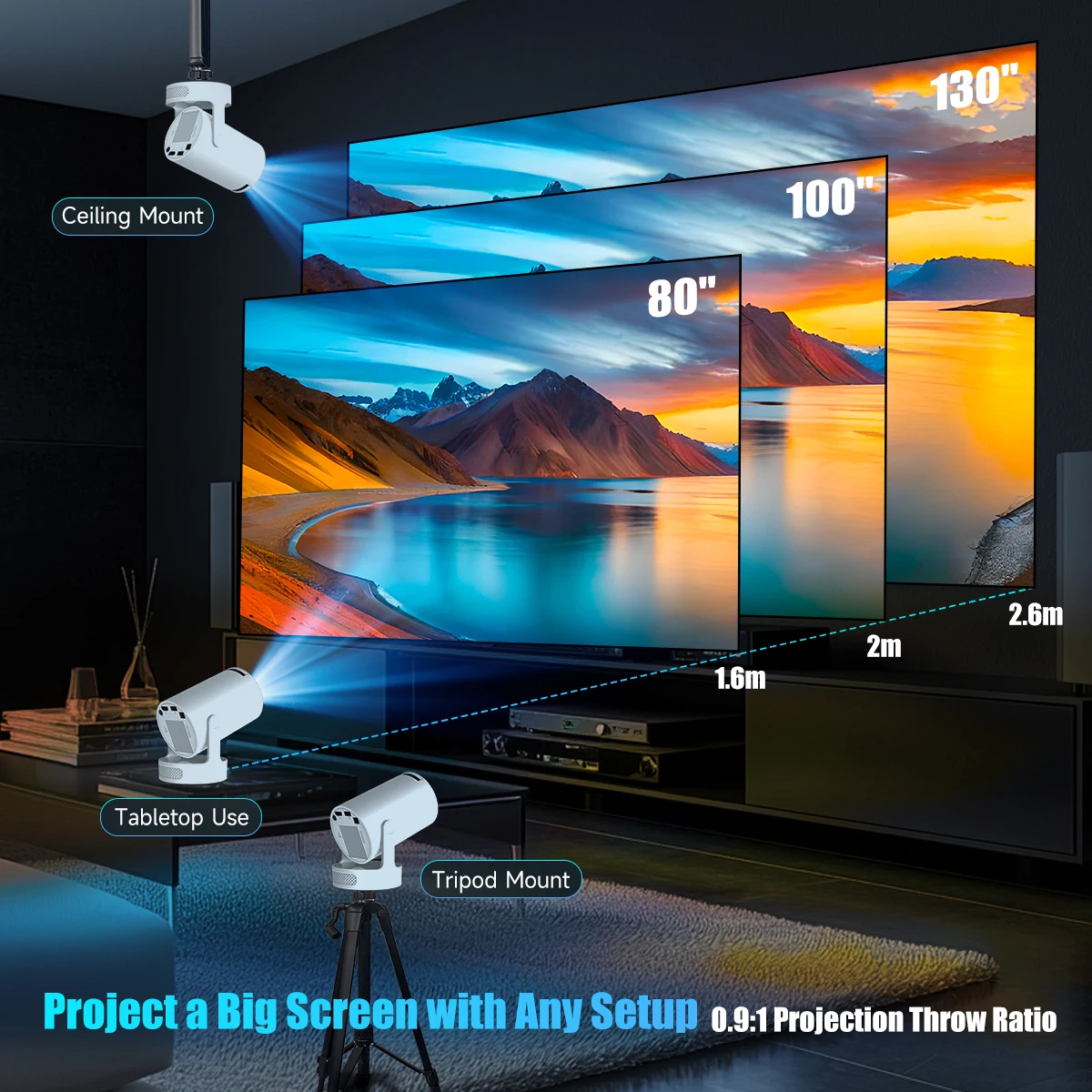 Transpeed HY300 Pro Portable Projector - 260 ANSI Lumens