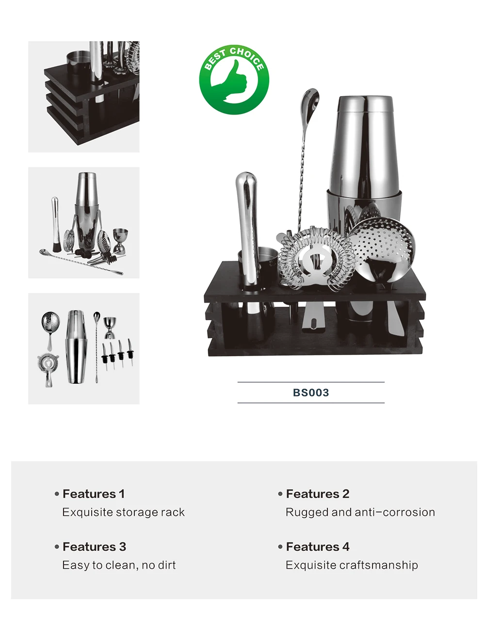 Custom Wholesale Barware Tools Set Bartender Kit Bar Accessories